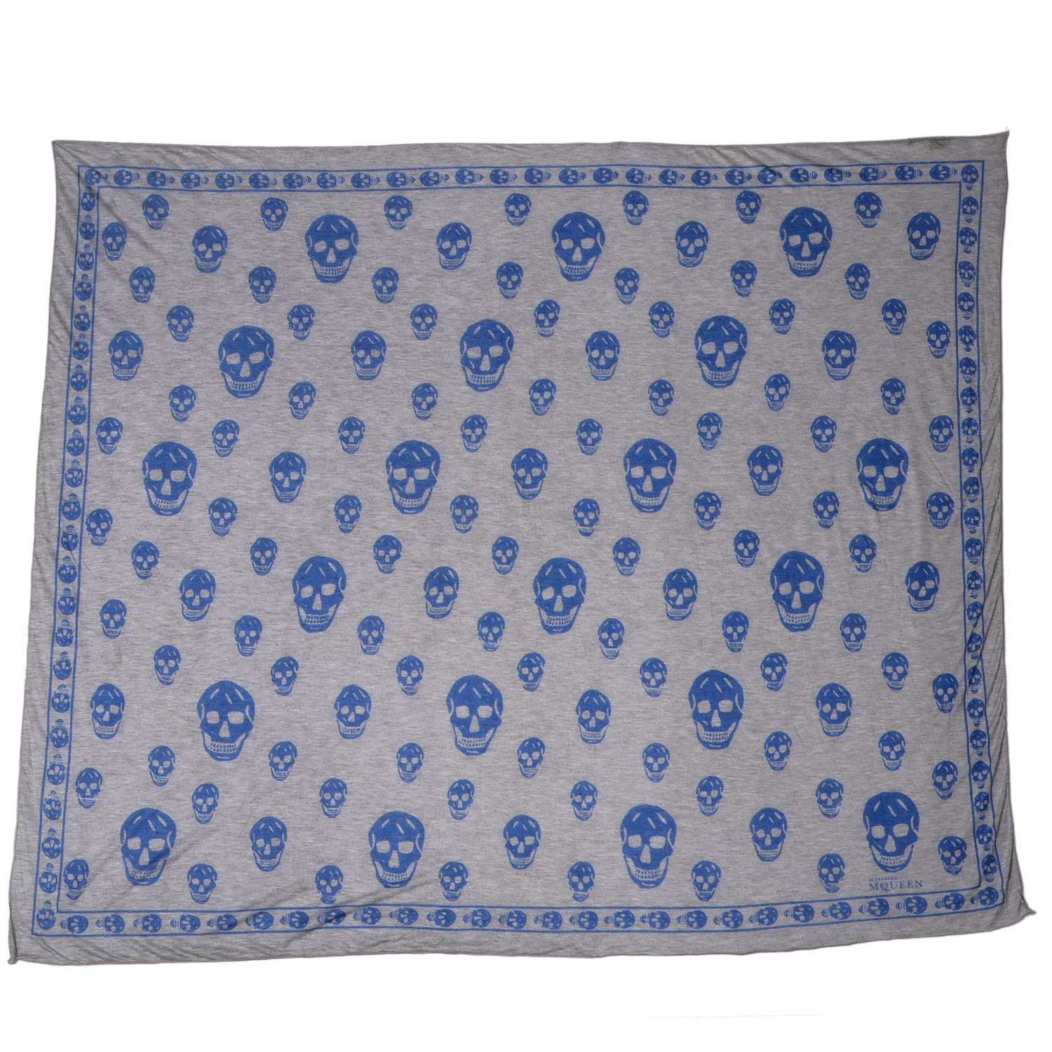 Alexander McQueen Modal Skull Scarf Grey Blue 3 of 7