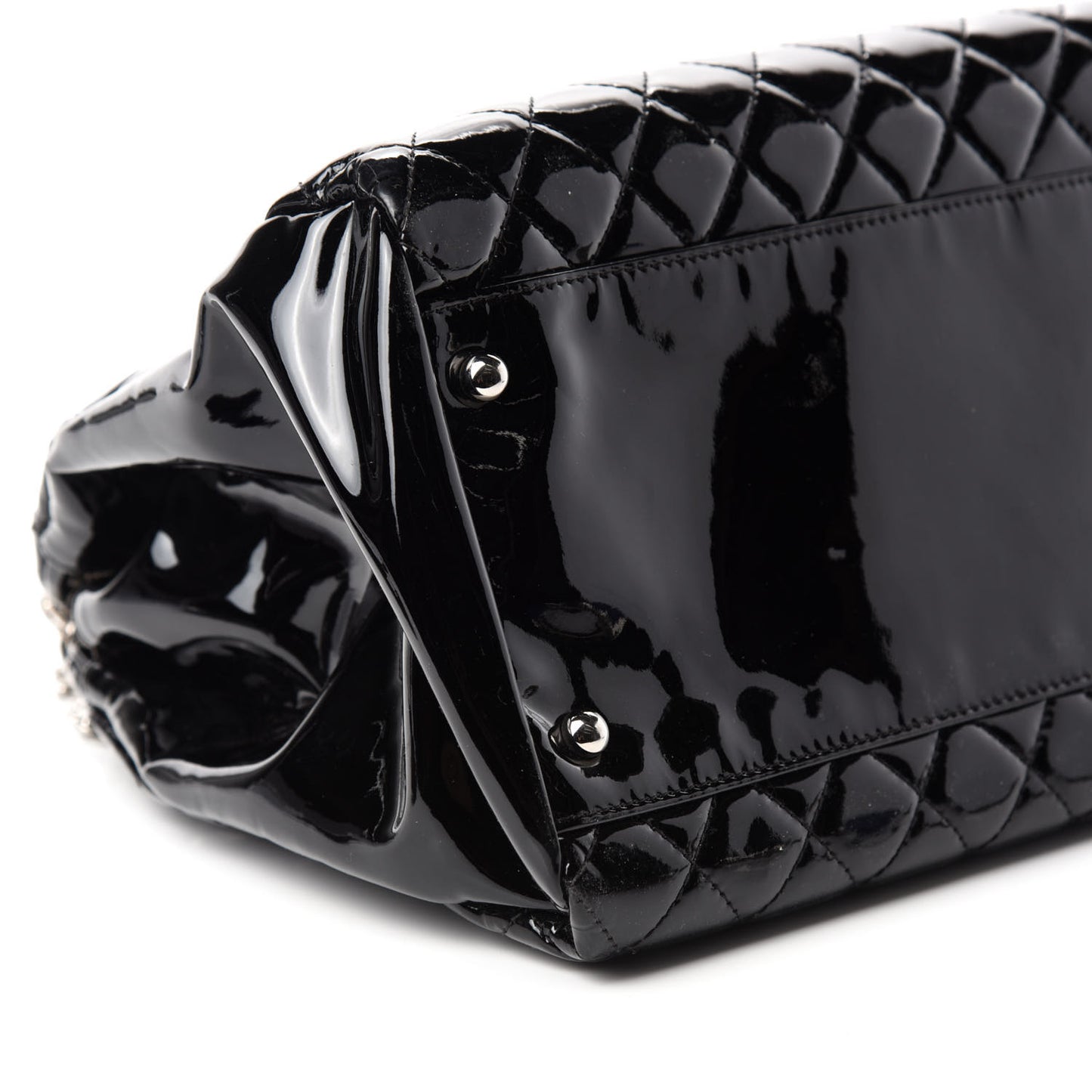 Patent Quilted Large Just Mademoiselle Bowling Bag Black