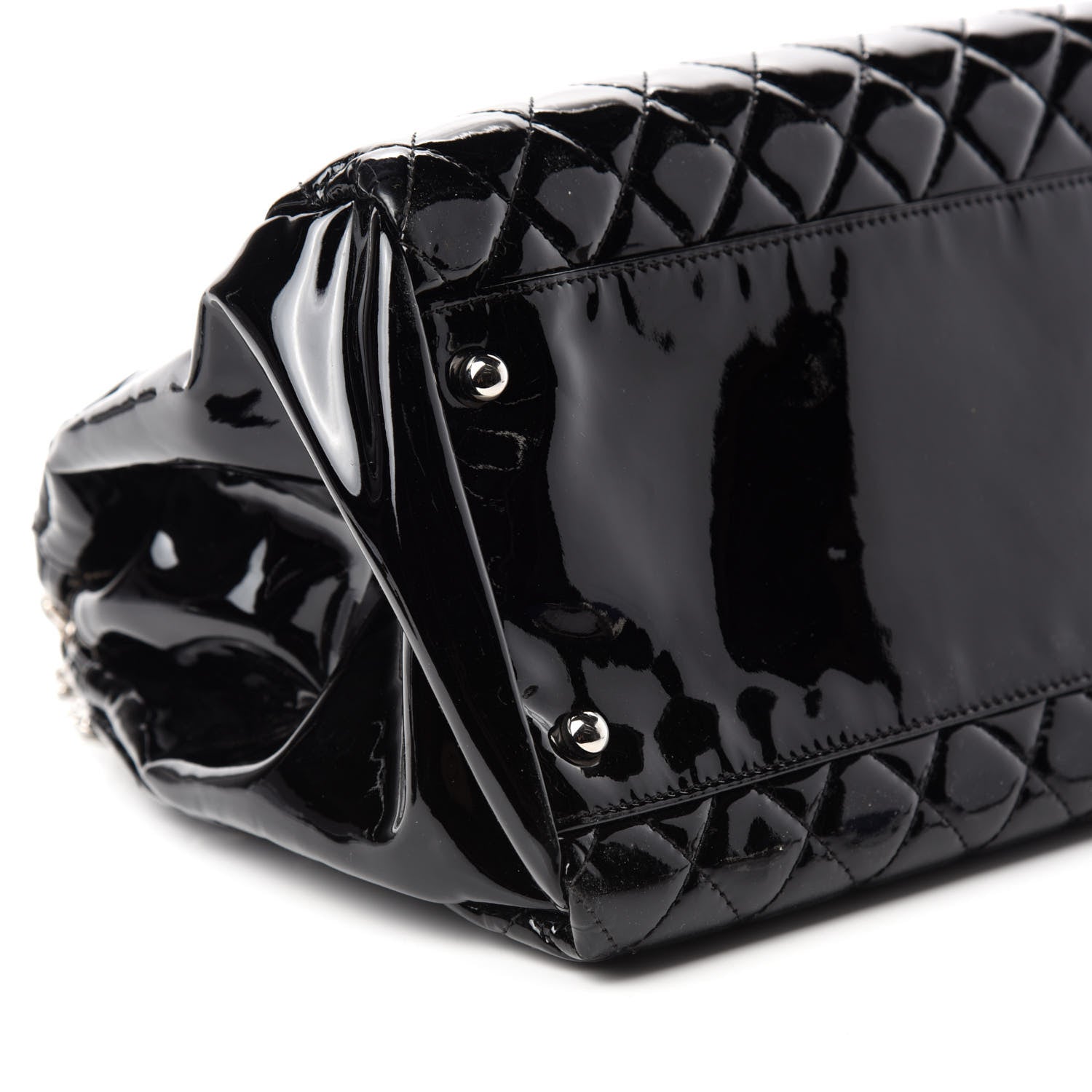 Chanel Patent Quilted Large Just Mademoiselle Bowling Bag Black 6 of 10