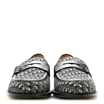 Christian Dior Calfskin Oblique Jacquard Mens Dior Granville Loafers 44 Black Beige 3 of 10