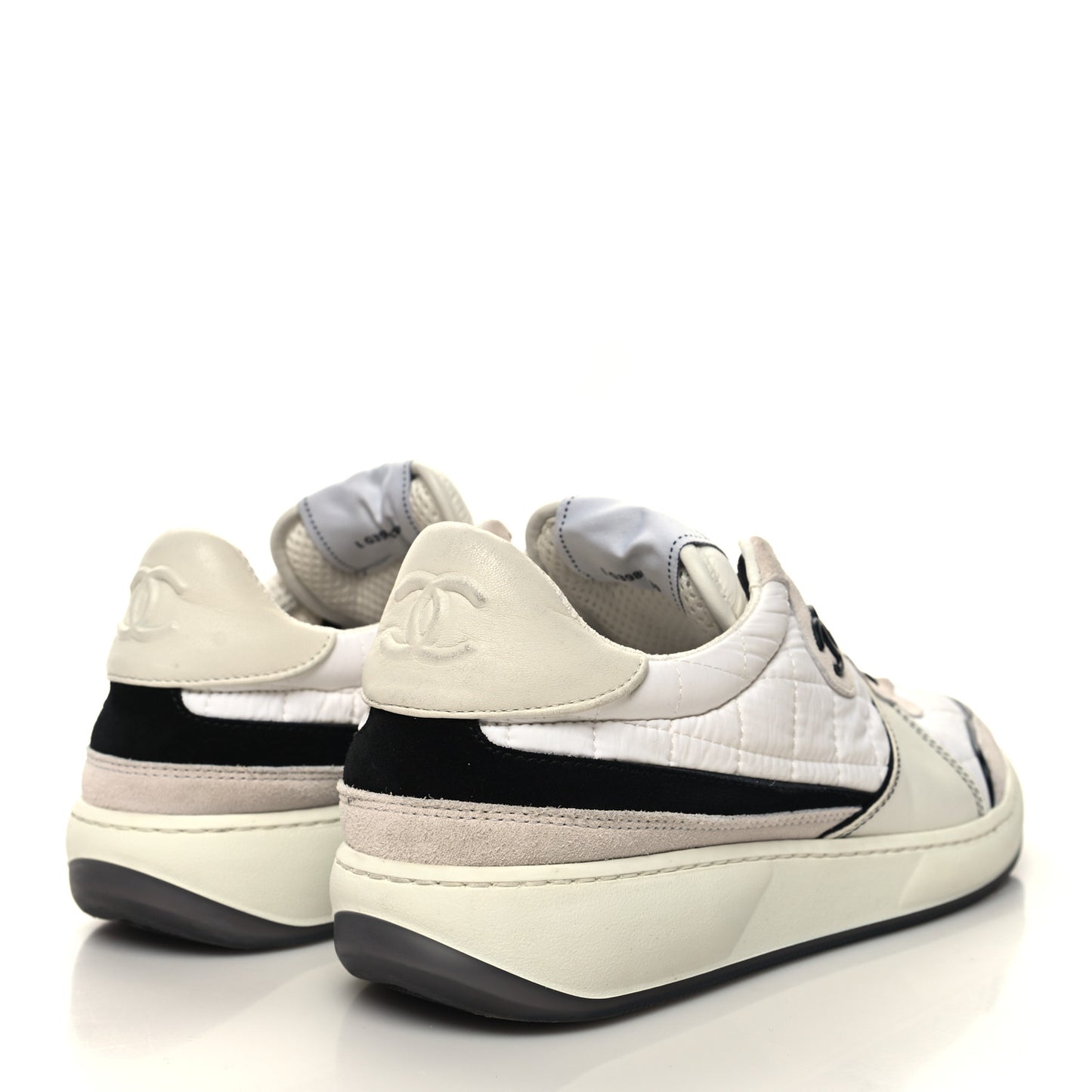 Suede Fabric Calfskin Womens CC Sneakers 39 White Light Gray