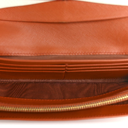 Prada Saffiano Metal Continental Flap Travel Wallet Fuoco 4 of 17