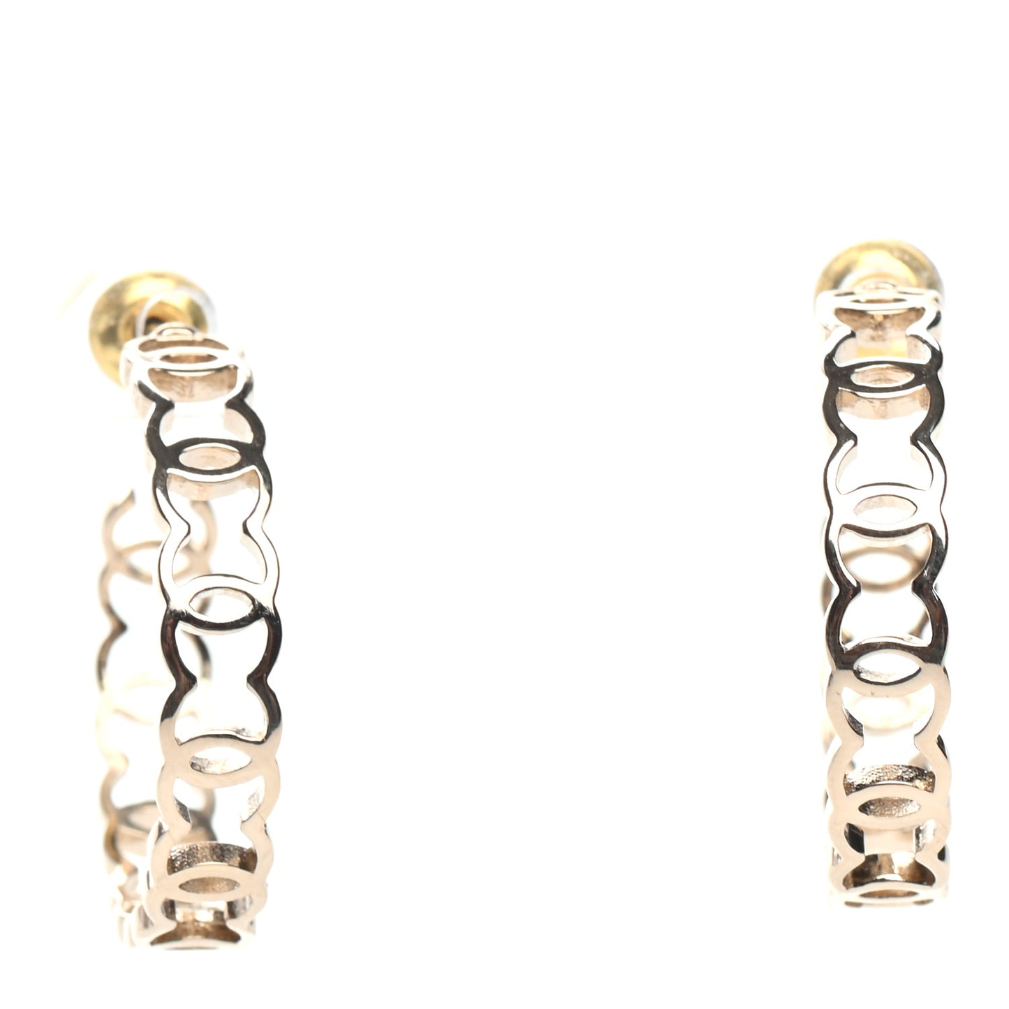 Metal CC Hoop Earrings Gold