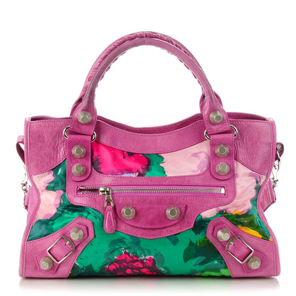 Balenciaga Agneau Canvas Floral Giant 21 Silver Hardware City Magenta 1 of 9