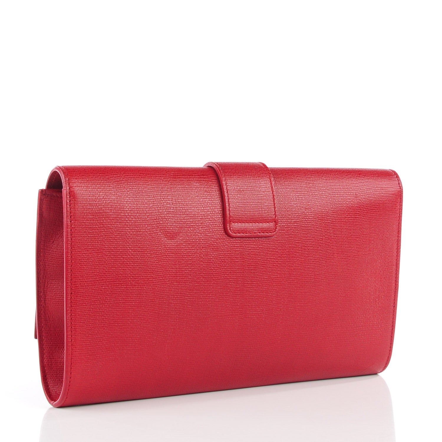 Saint Laurent Textured Calfskin Classic Y Clutch Red 3 of 7