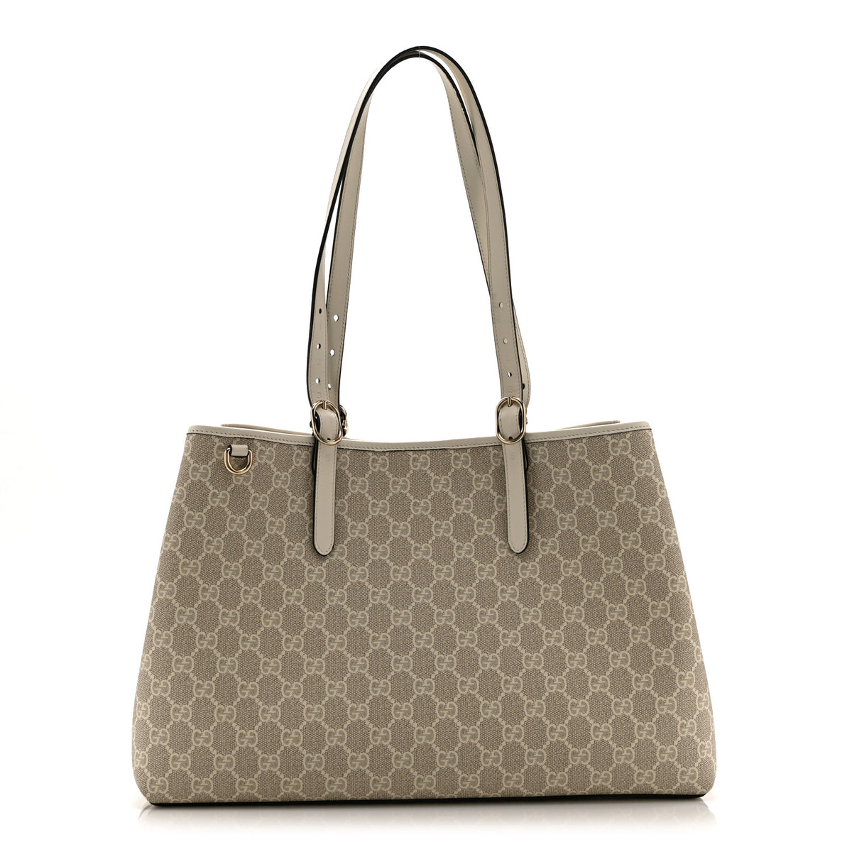Gucci GG Supreme Monogram Emblem Large Tote Bag  Mystic White Oatmeal 1 of 10