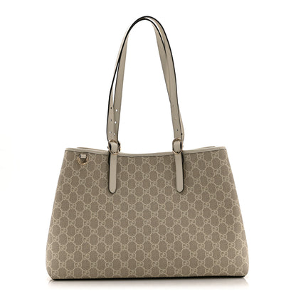 Gucci GG Supreme Monogram Emblem Large Tote Bag  Mystic White Oatmeal 1 of 10