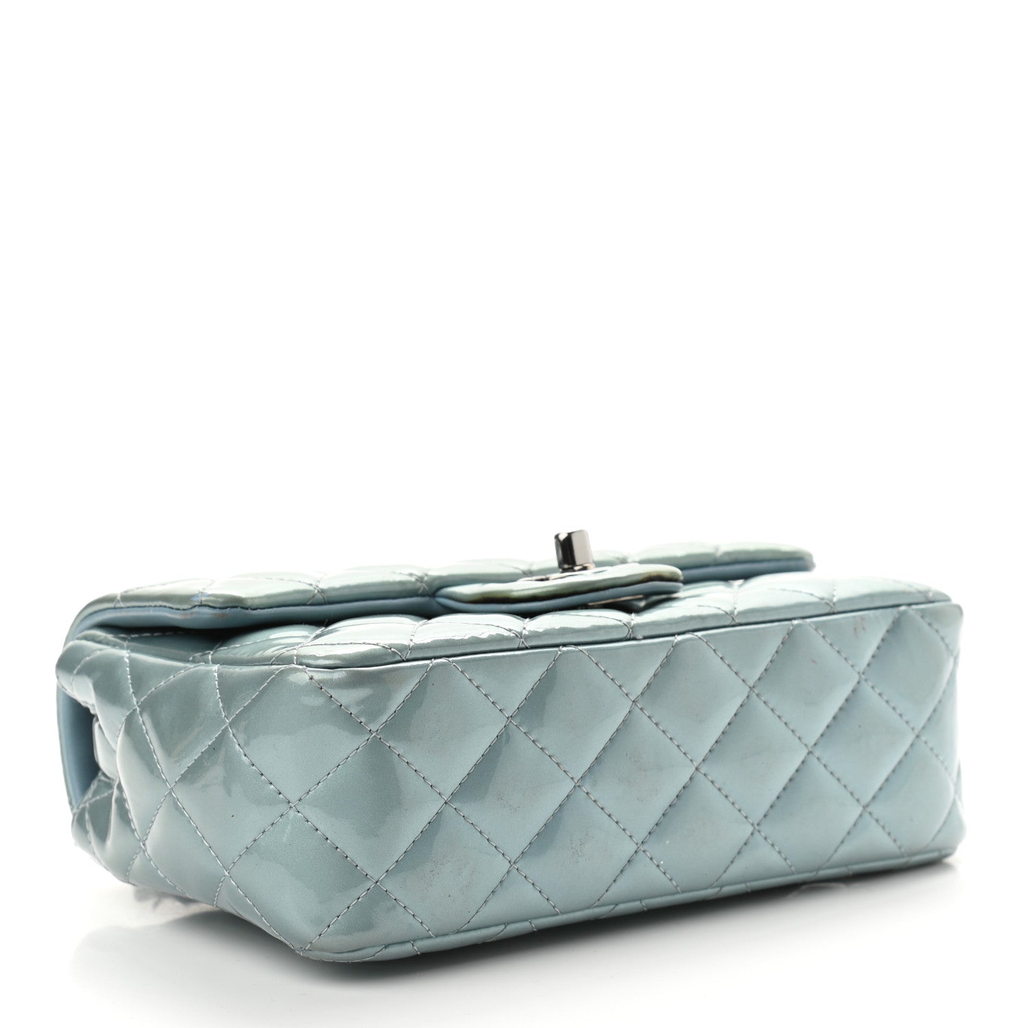 Chanel Patent Calfskin Quilted Mini Rectangular Flap Light Blue 4 of 16