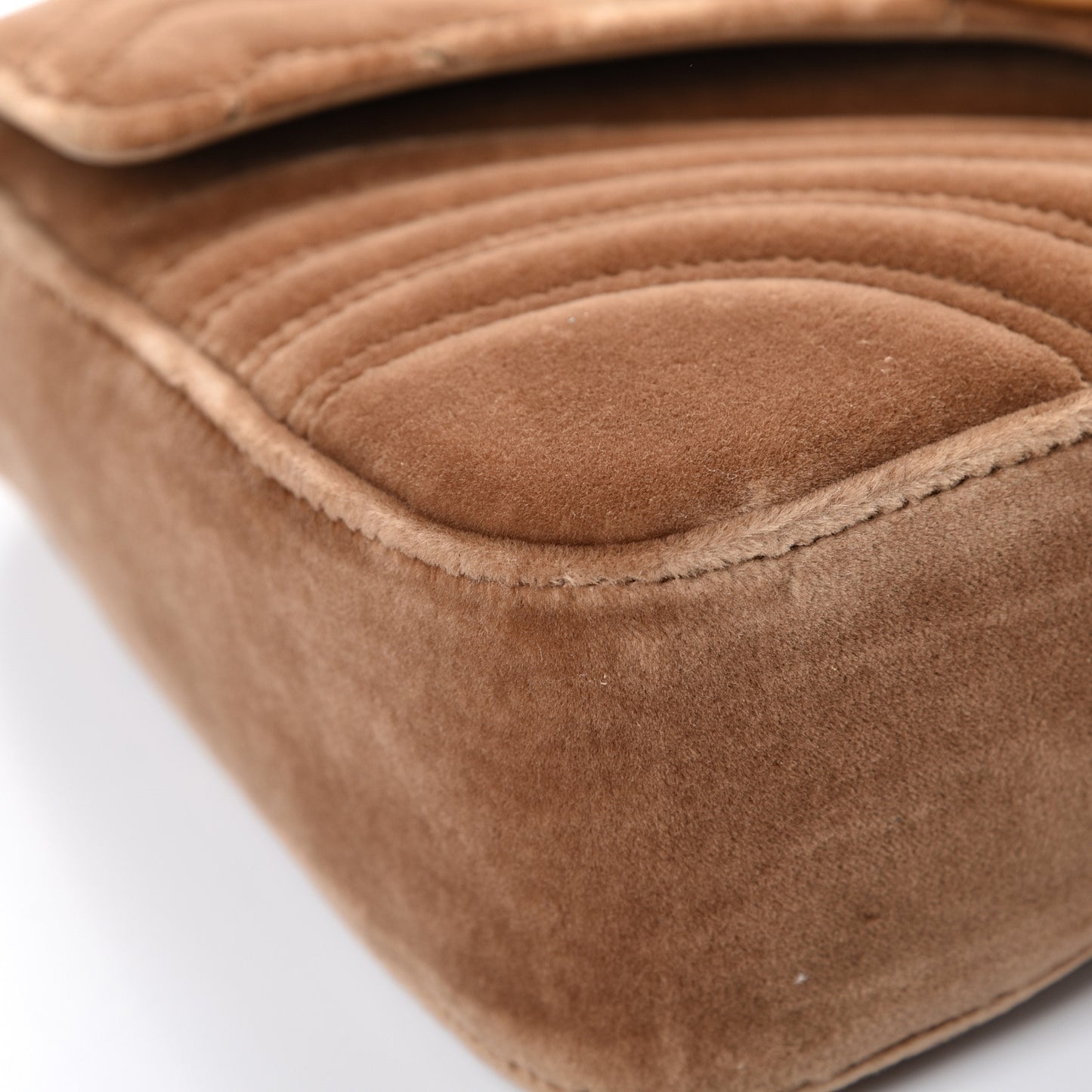 Velvet Matelasse Medium GG Marmont Shoulder Bag Taupe