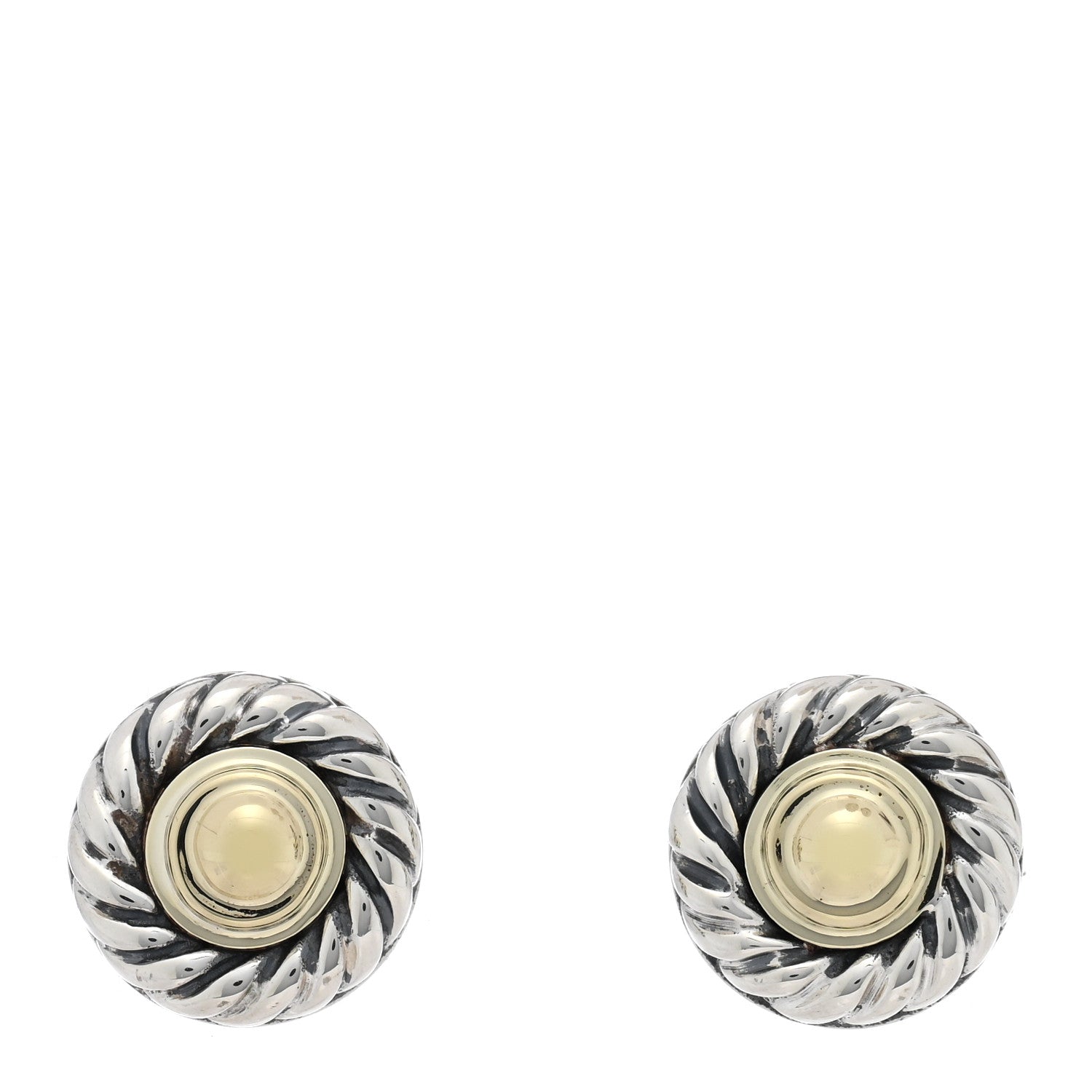 David Yurman Sterling Silver 14K Yellow Gold Cookie Earrings 1 of 4