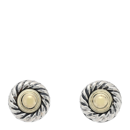 David Yurman Sterling Silver 14K Yellow Gold Cookie Earrings 1 of 4