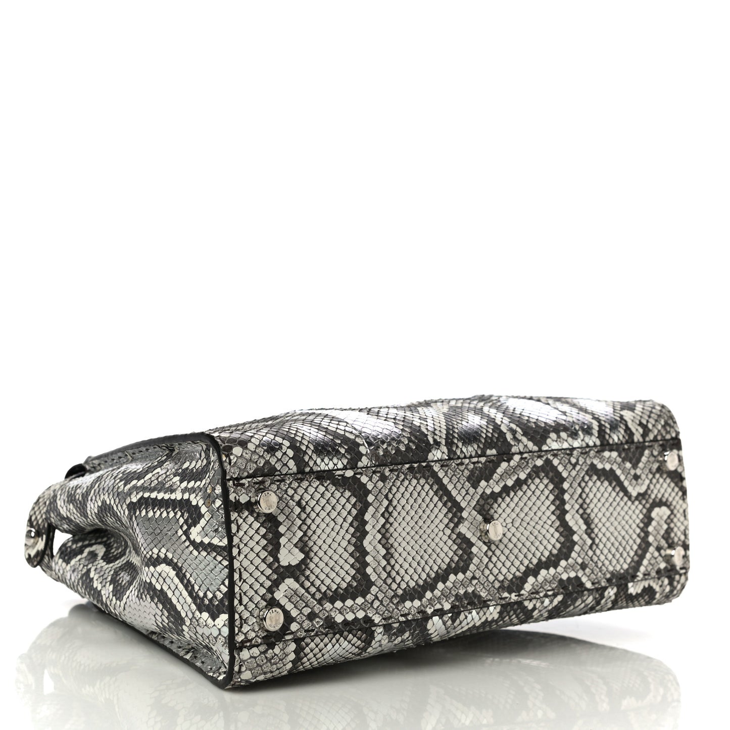Python Selleria Medium Peekaboo Iconic Satchel Stone Silver