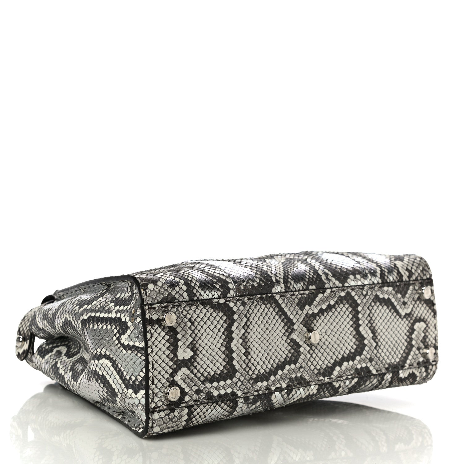Fendi Python Selleria Medium Peekaboo Iconic Satchel Stone Silver 4 of 10