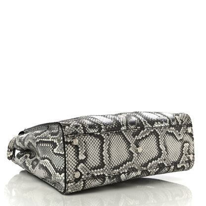 Fendi Python Selleria Medium Peekaboo Iconic Satchel Stone Silver 4 of 10