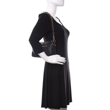 Prada Soft Calf Chain Shoulder Bag Black 2 of 9