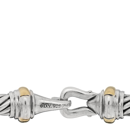 David Yurman Sterling Silver 18K Yellow Gold 4mm Cable Classic Buckle Bracelet 3 of 3