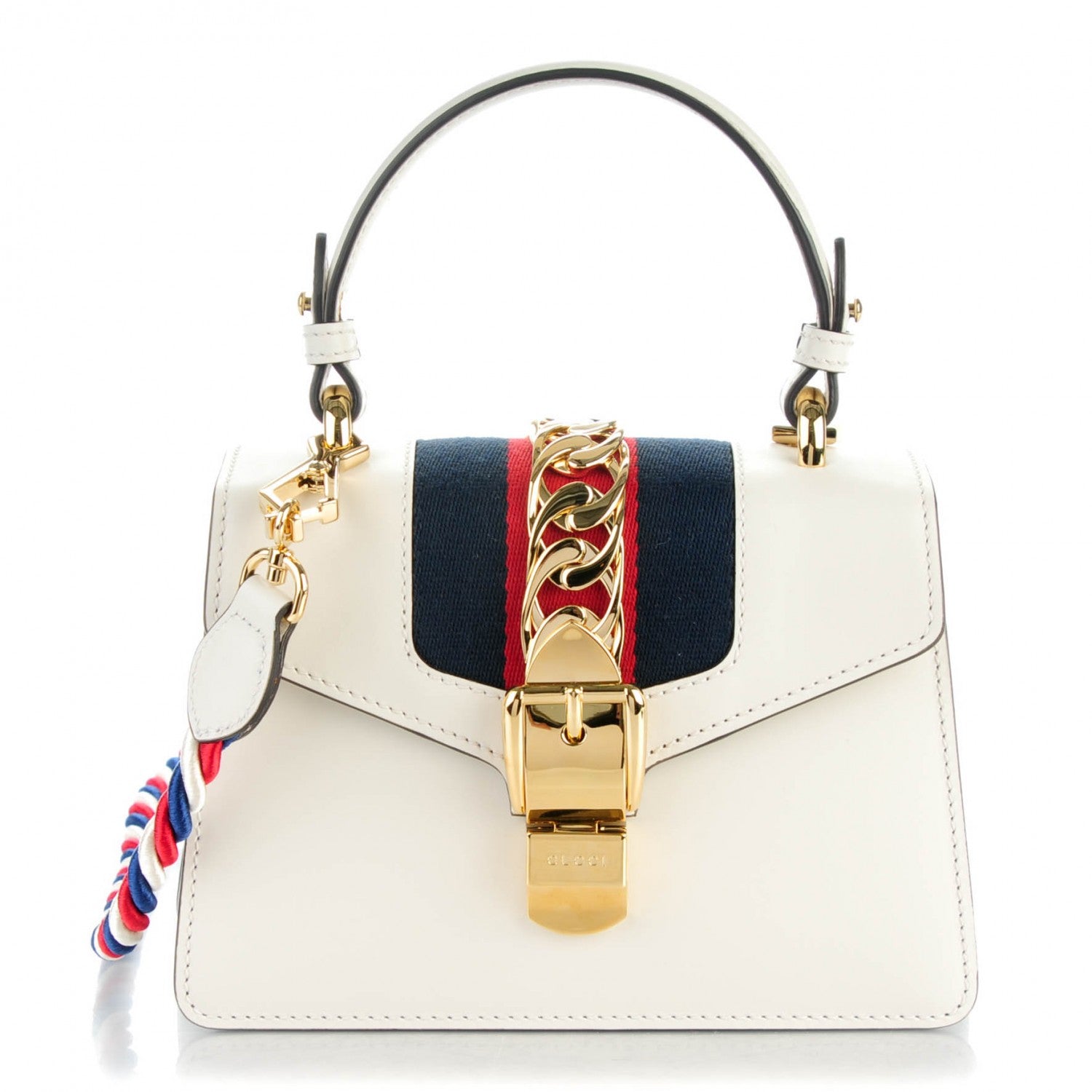 Gucci Calfskin Mini Sylvie Top Handle Bag White 1 of 7