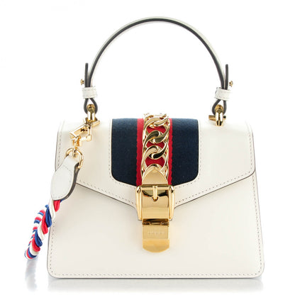 Gucci Calfskin Mini Sylvie Top Handle Bag White 1 of 7