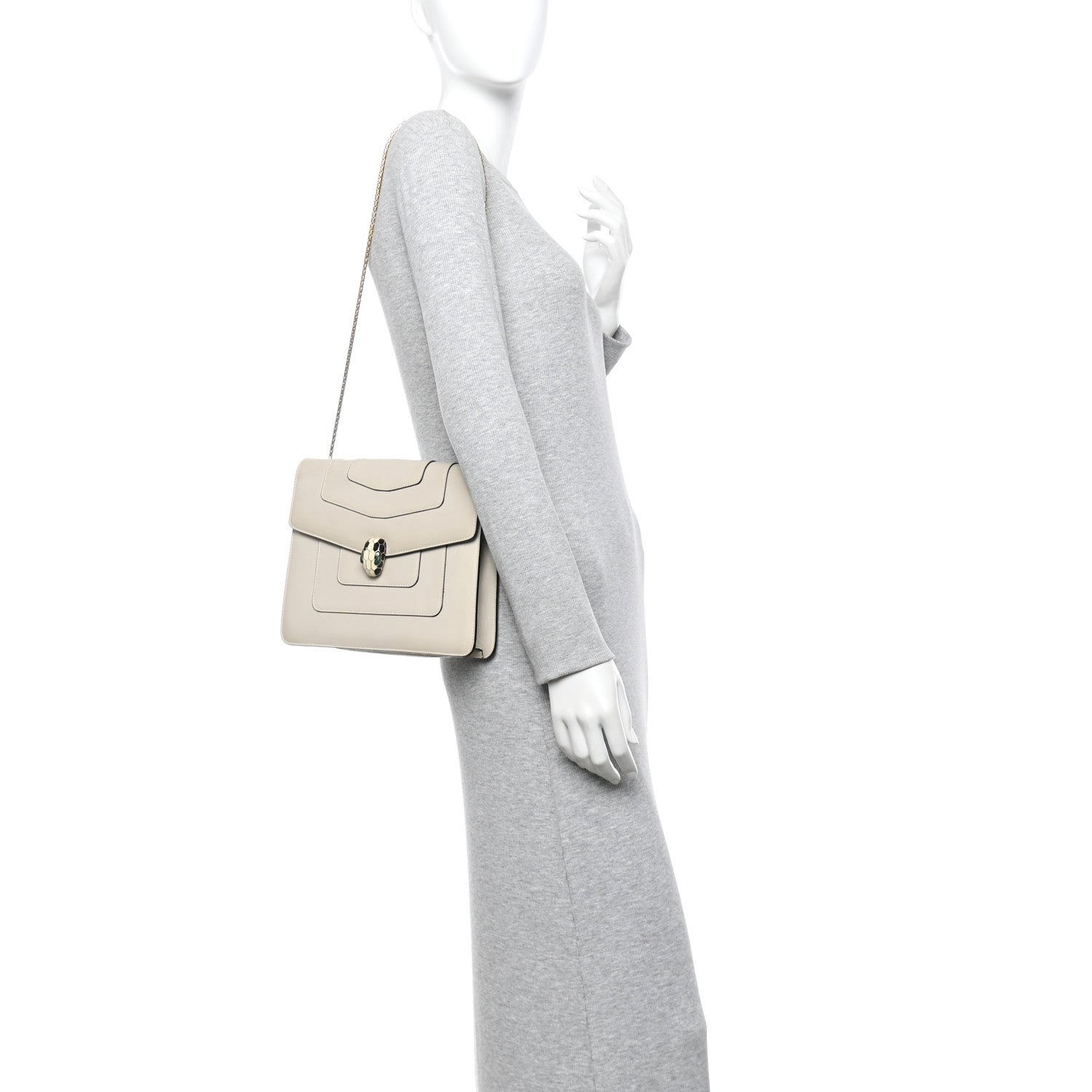 Bulgari Calfskin Serpenti Forever Crossbody Bag White Agate 3 of 10