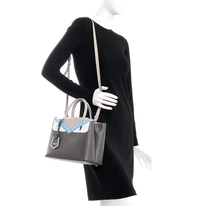 Fendi Vitello Elite Monster Eyes Studded Petite 2Jours Tote Carbone White Multicolor 2 of 8