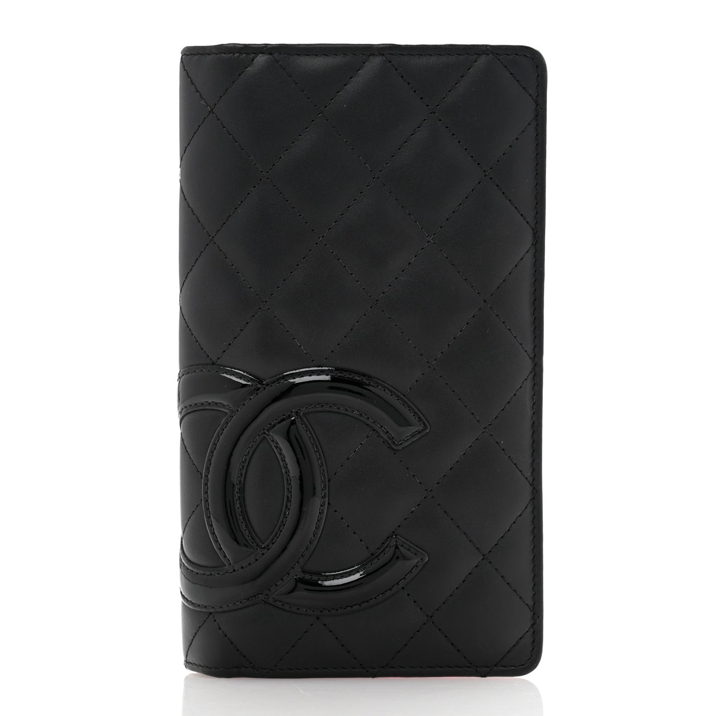 Calfskin Quilted Cambon Yen Wallet Black