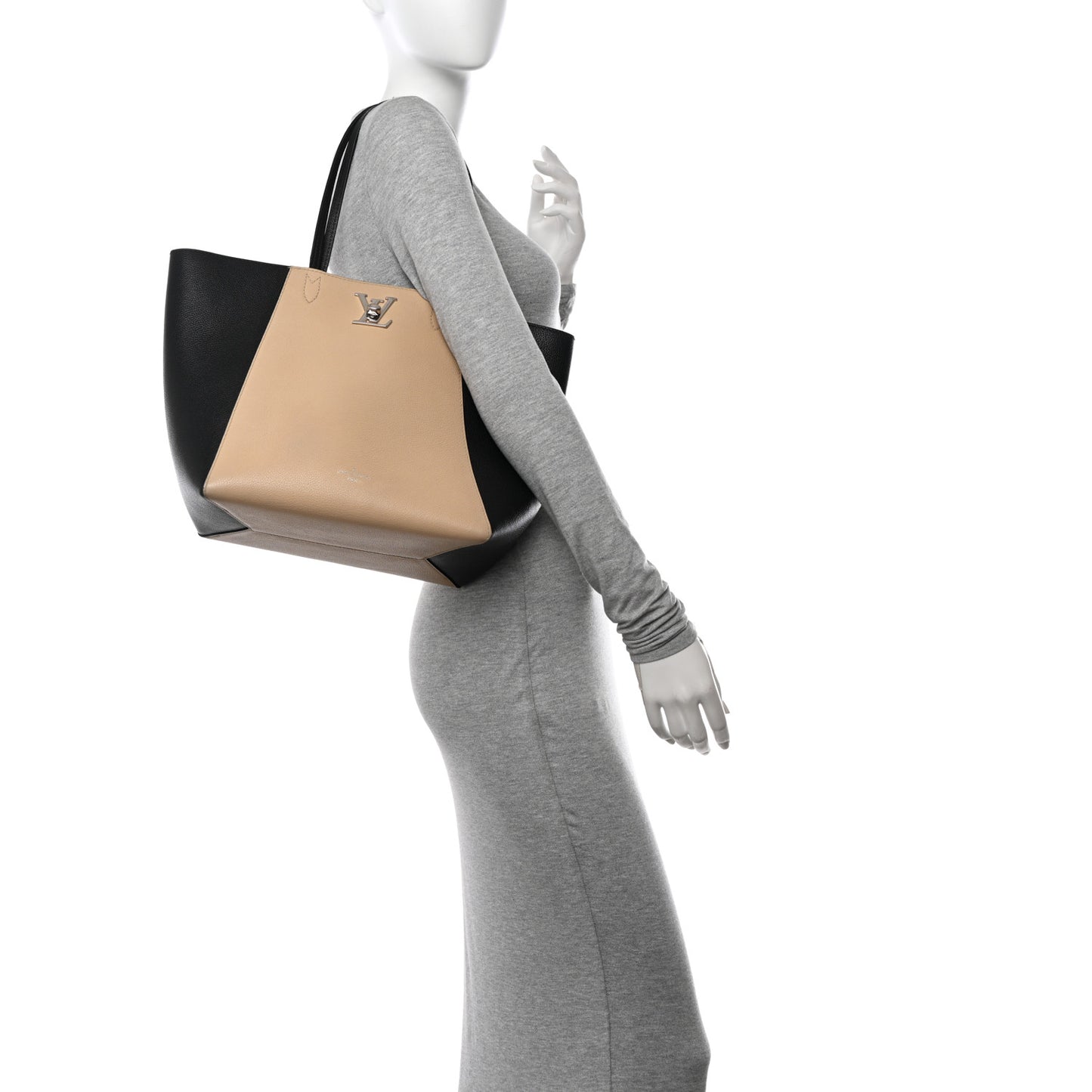 Calfskin Lockme Cabas Vanille Black