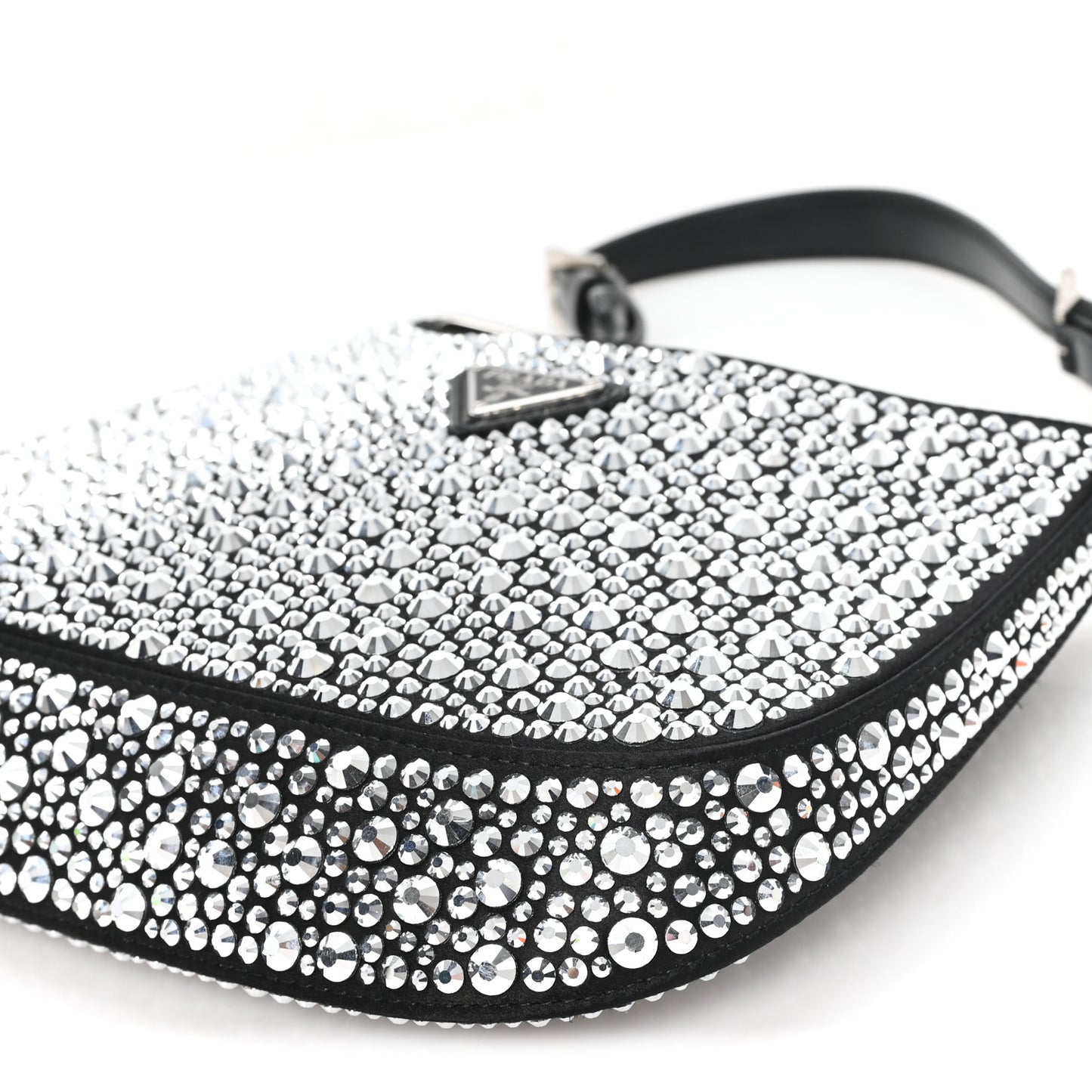 Satin Crystal Cleo Adjustable Strap Shoulder Bag Metal