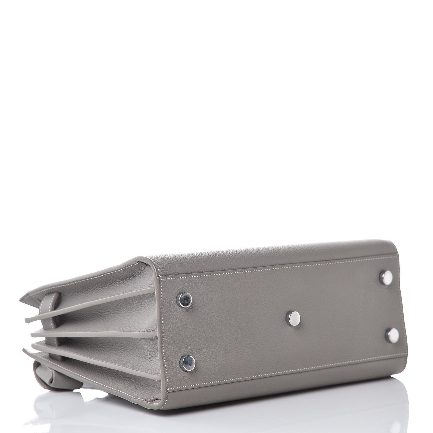 Grained Calfskin Topstich Baby Sac De Jour Grey