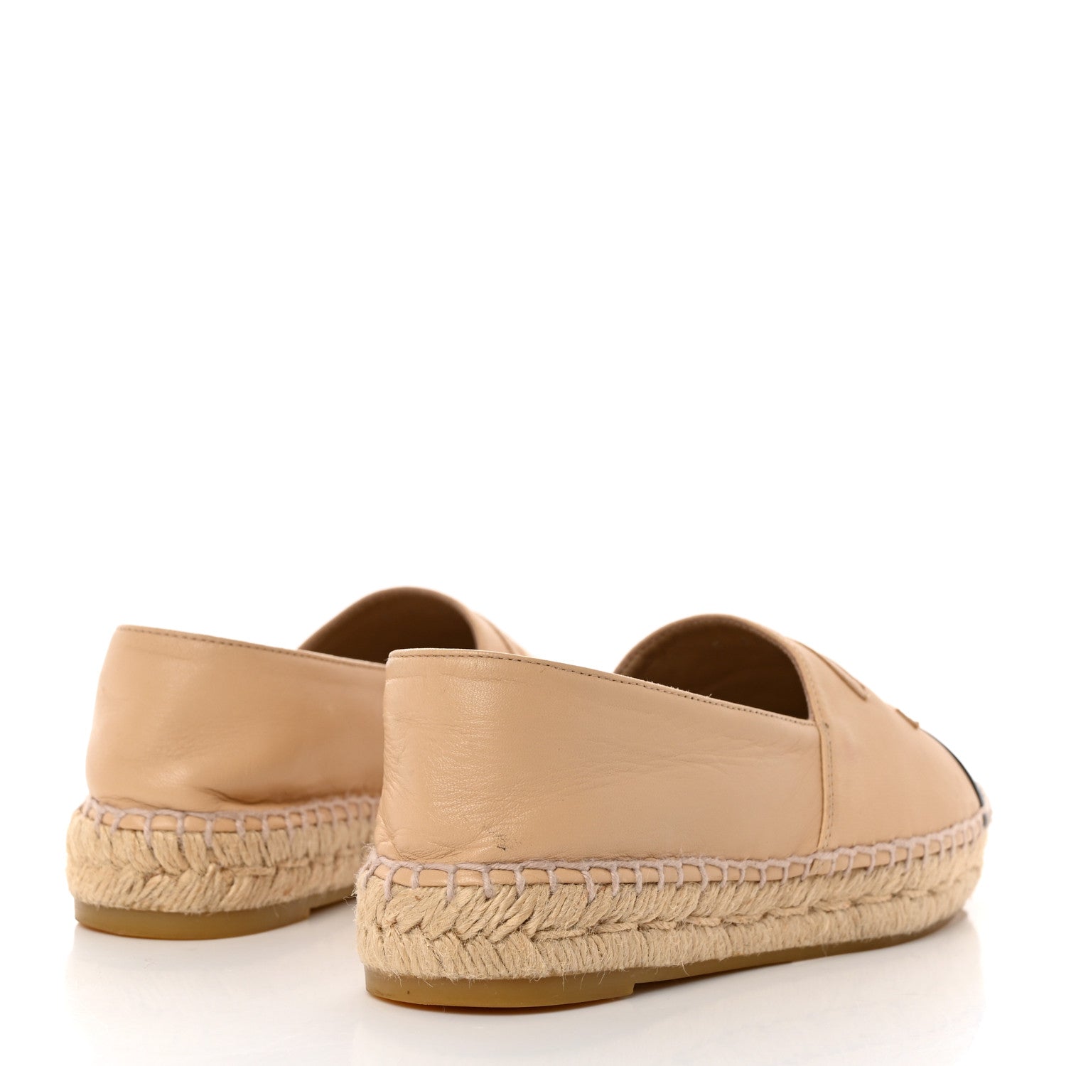 Chanel Lambskin CC Espadrilles 35 Beige Black 4 of 10
