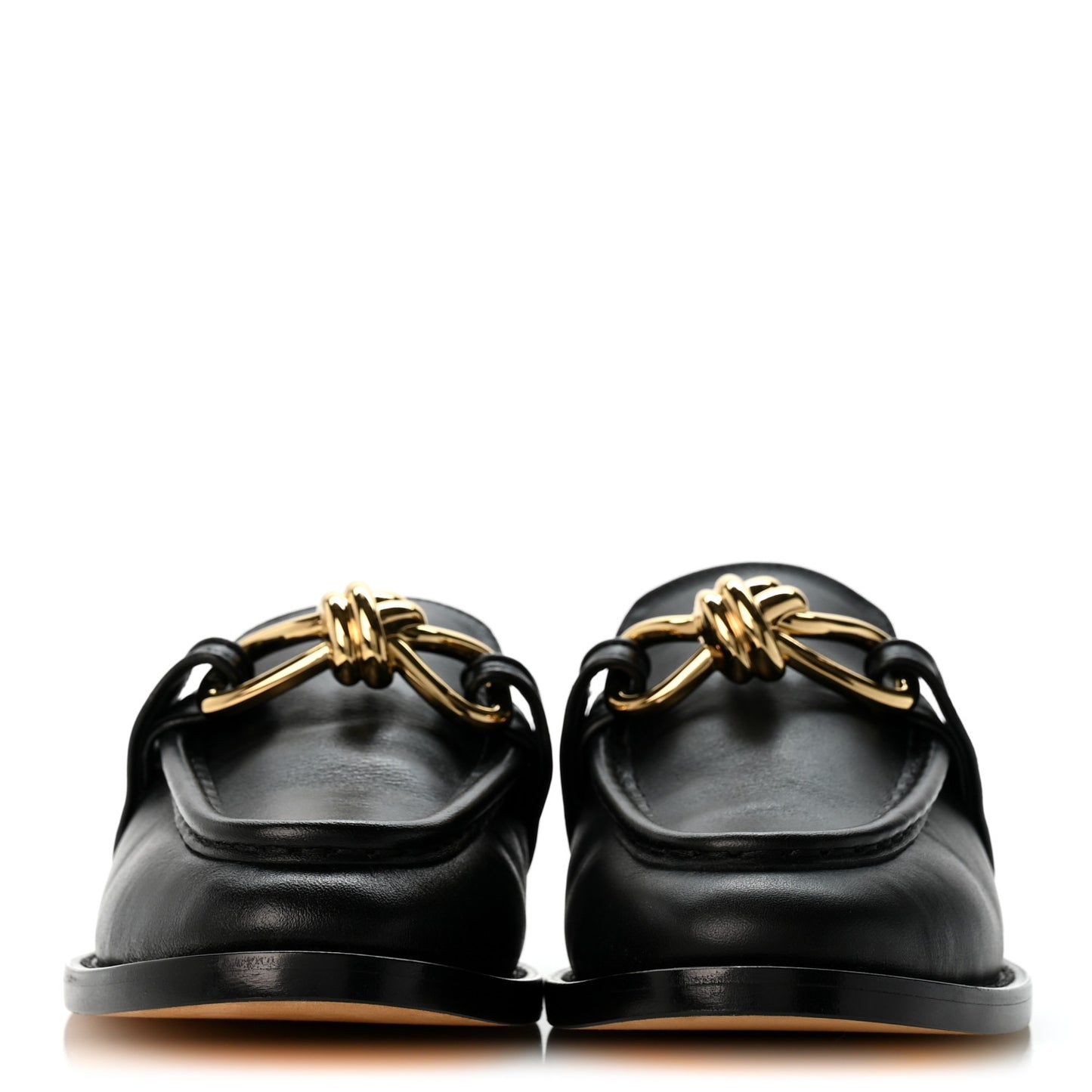 Calfskin Astaire Knot Loafer Mules 36.5 Black