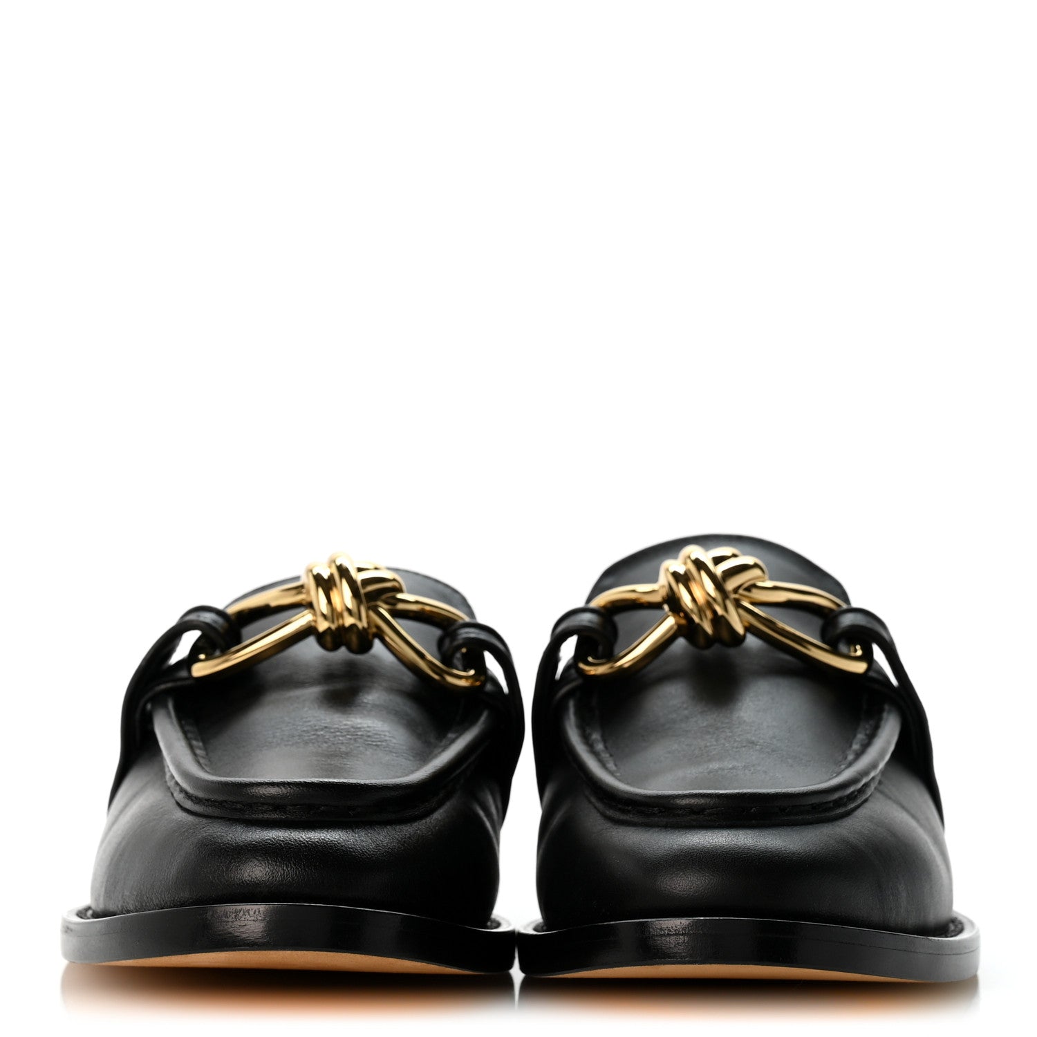 Bottega Veneta Calfskin Astaire Knot Loafer Mules 36.5 Black 3 of 9