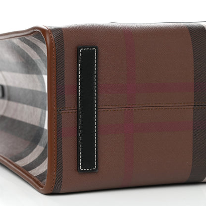 Burberry E-Canvas Check Calfskin Medium Freya Tote Dark Birch Brown 8 of 9