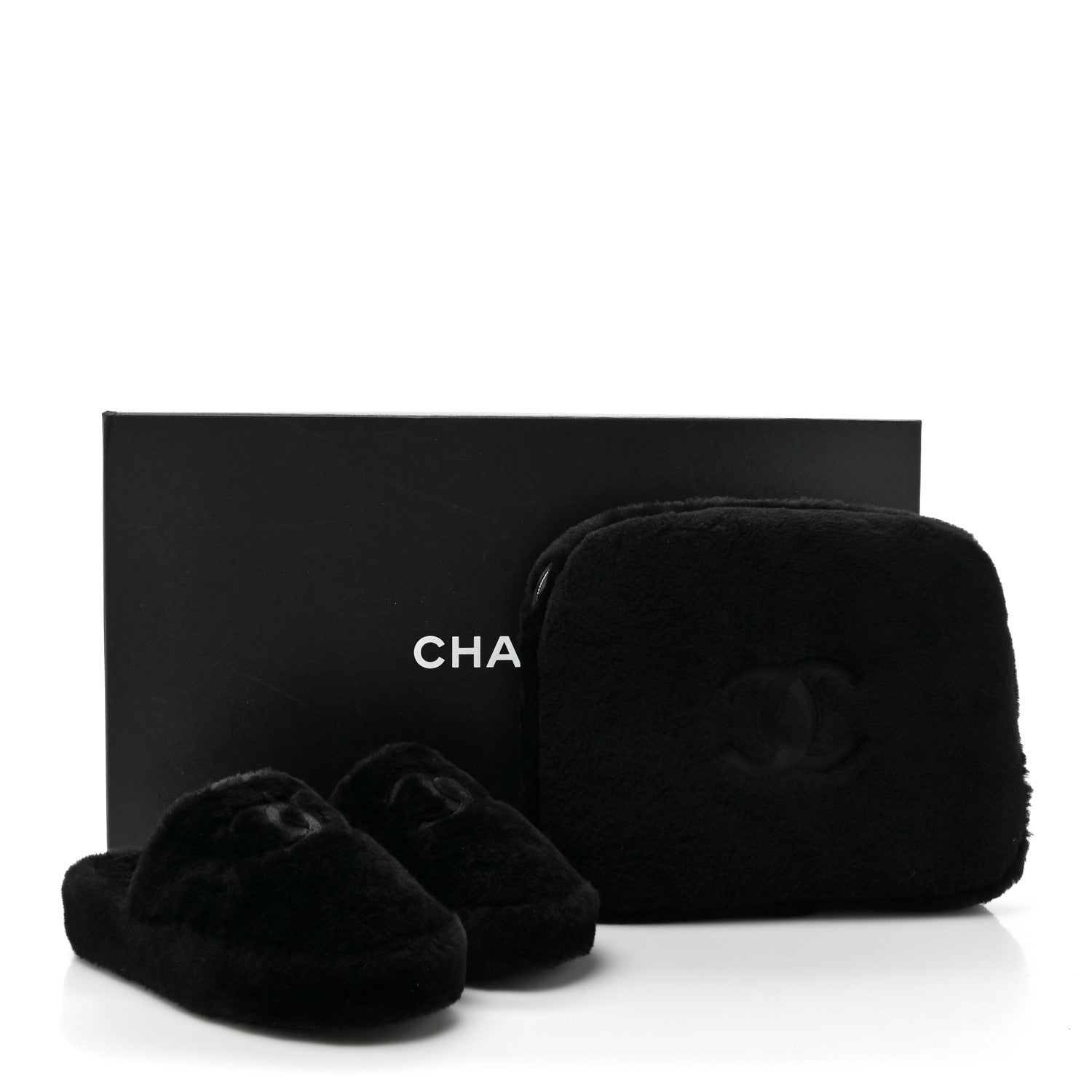 Chanel Shearling CC Flat Mules 39 Black 16 of 16