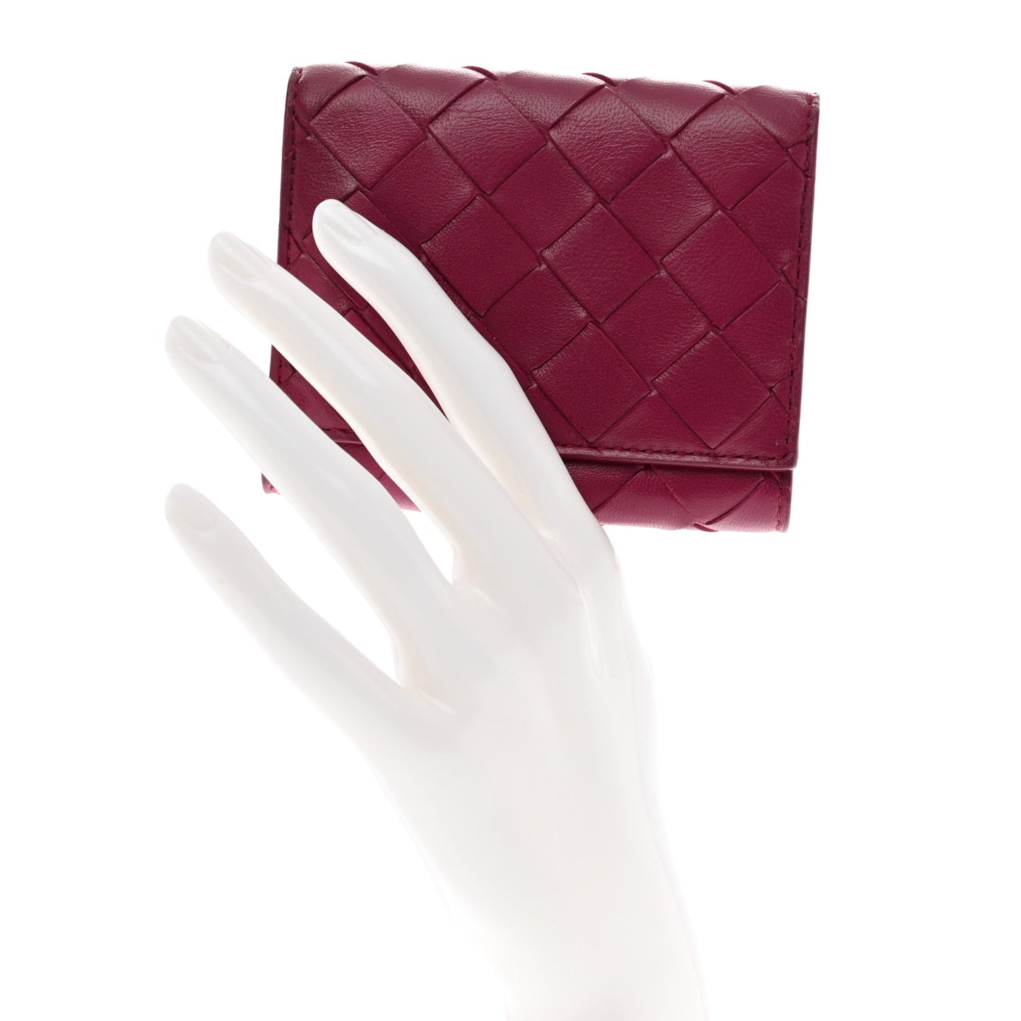Nappa Intrecciato Trifold Wallet Cinnabar