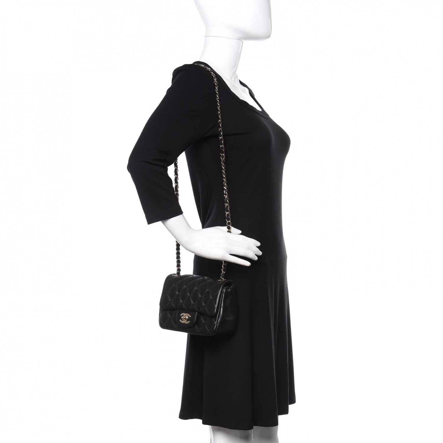 Chanel Lambskin Quilted Mini Square Flap Black 2 of 10