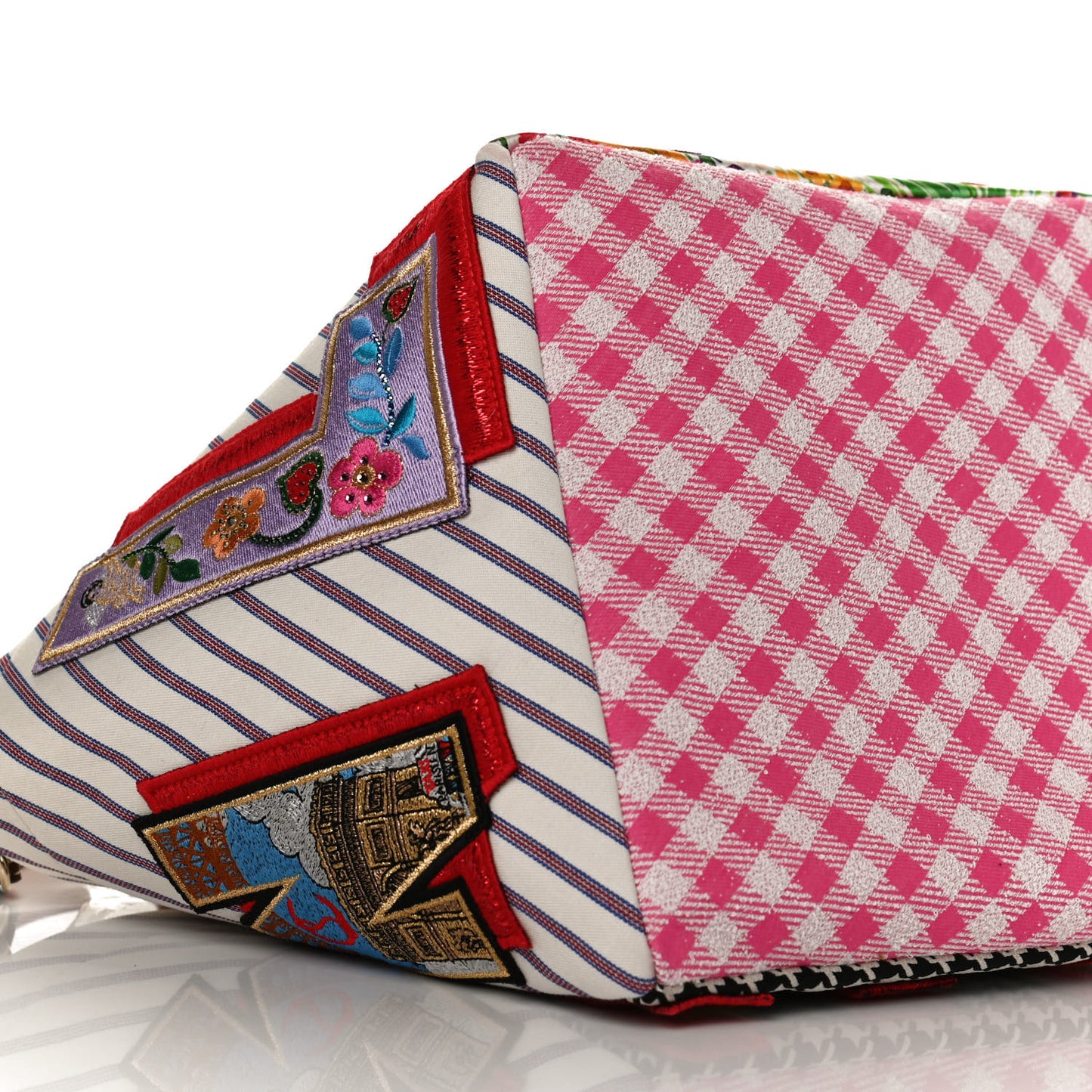 Canvas Embroidered Calfskin Caracaba Tote Multicolor