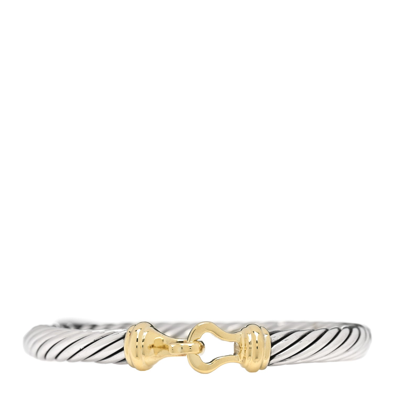 David Yurman Sterling Silver 14K Yellow Gold 7mm Cable Classic Buckle Bracelet 1 of 4