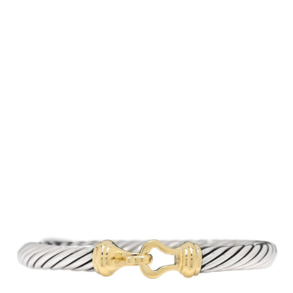 David Yurman Sterling Silver 14K Yellow Gold 7mm Cable Classic Buckle Bracelet 1 of 4