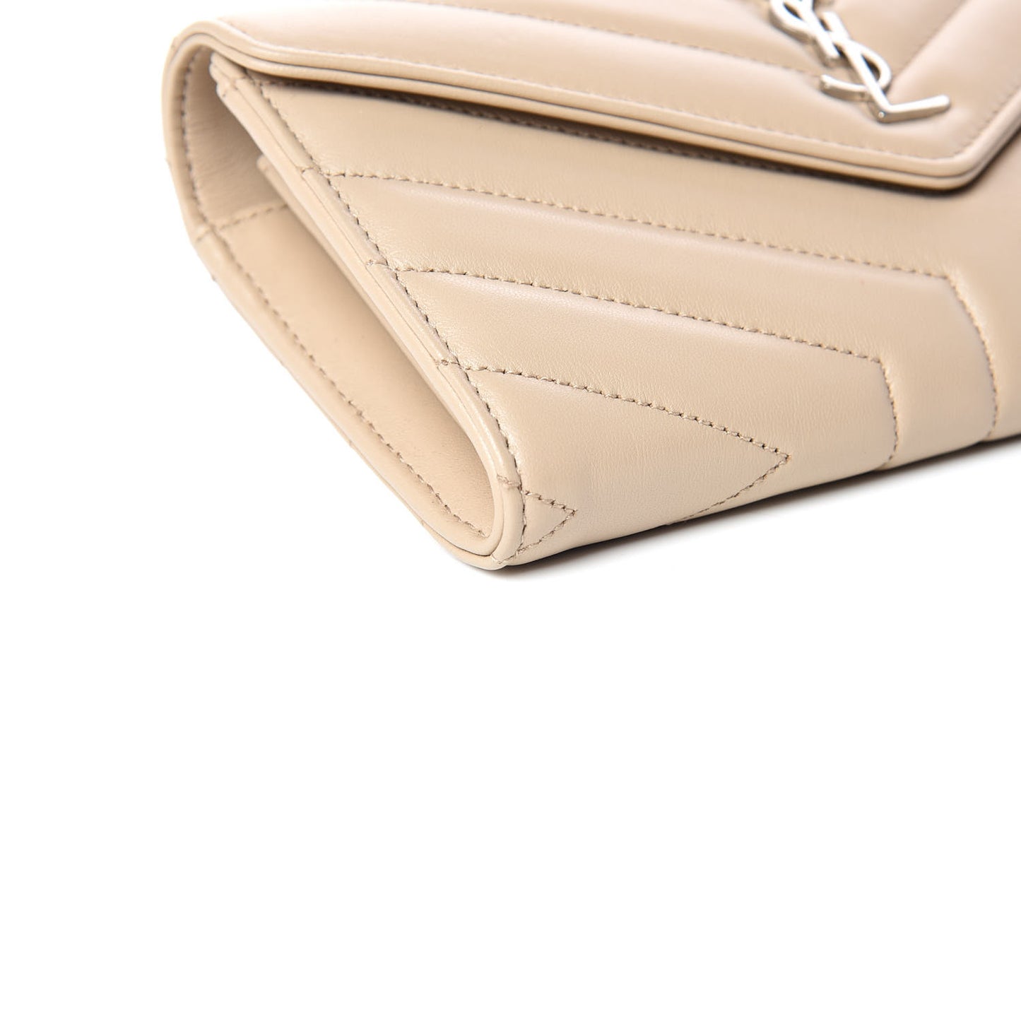 Lambskin Y Quilted Monogram Large Loulou Flap Wallet Nude Powder