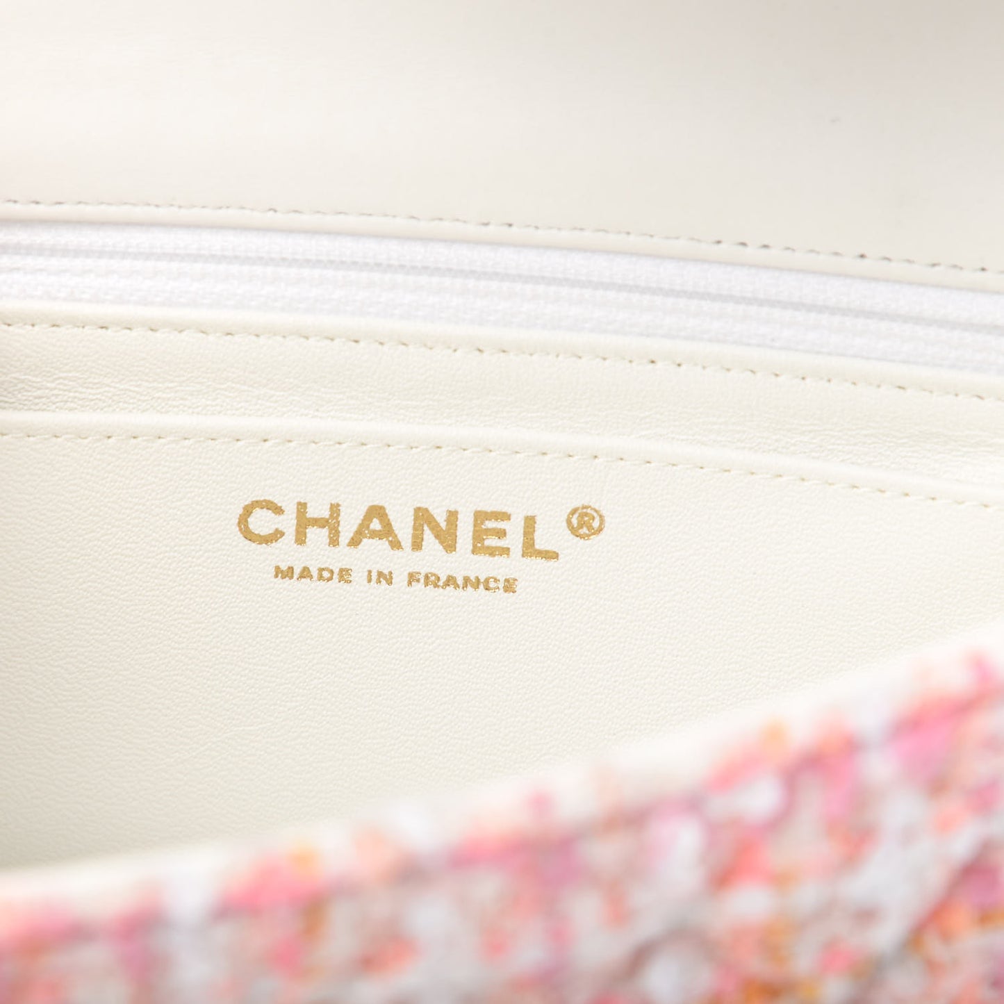 Tweed Braid Sequin Mini Flap White Pink Orange