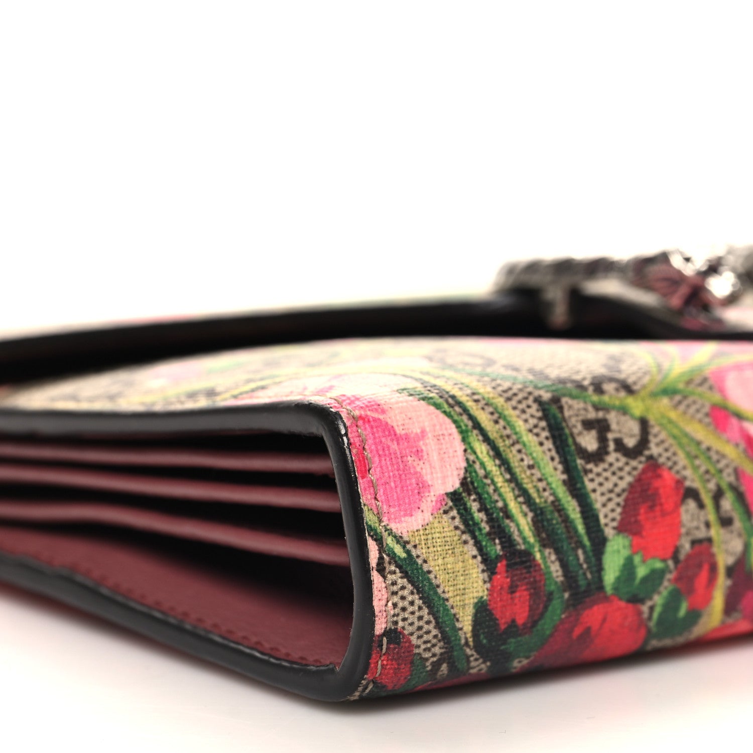 Gucci GG Supreme Monogram Blooms Mini Dionysus Chain Wallet Beige Multicolor Dry Rose 9 of 11