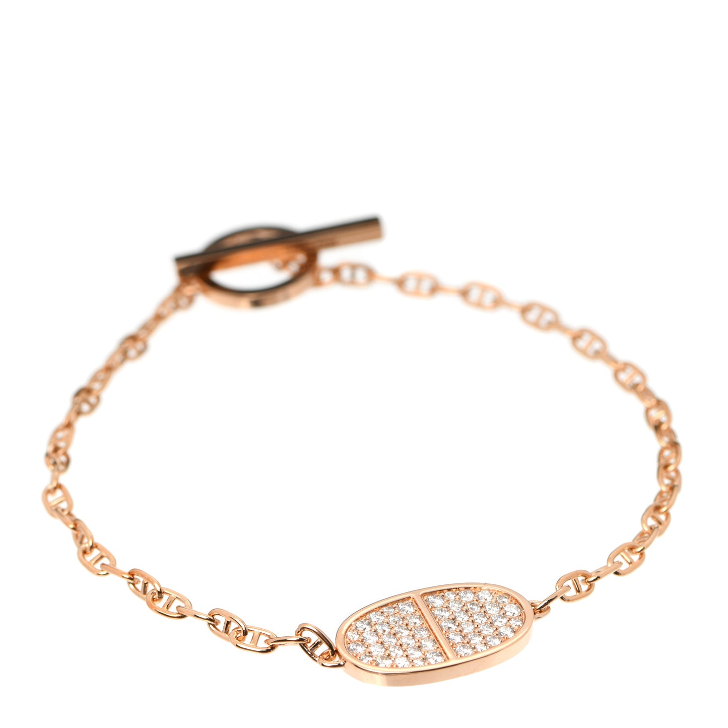 18K Rose Gold Diamond Chaine d'Ancre Verso Bracelet SH