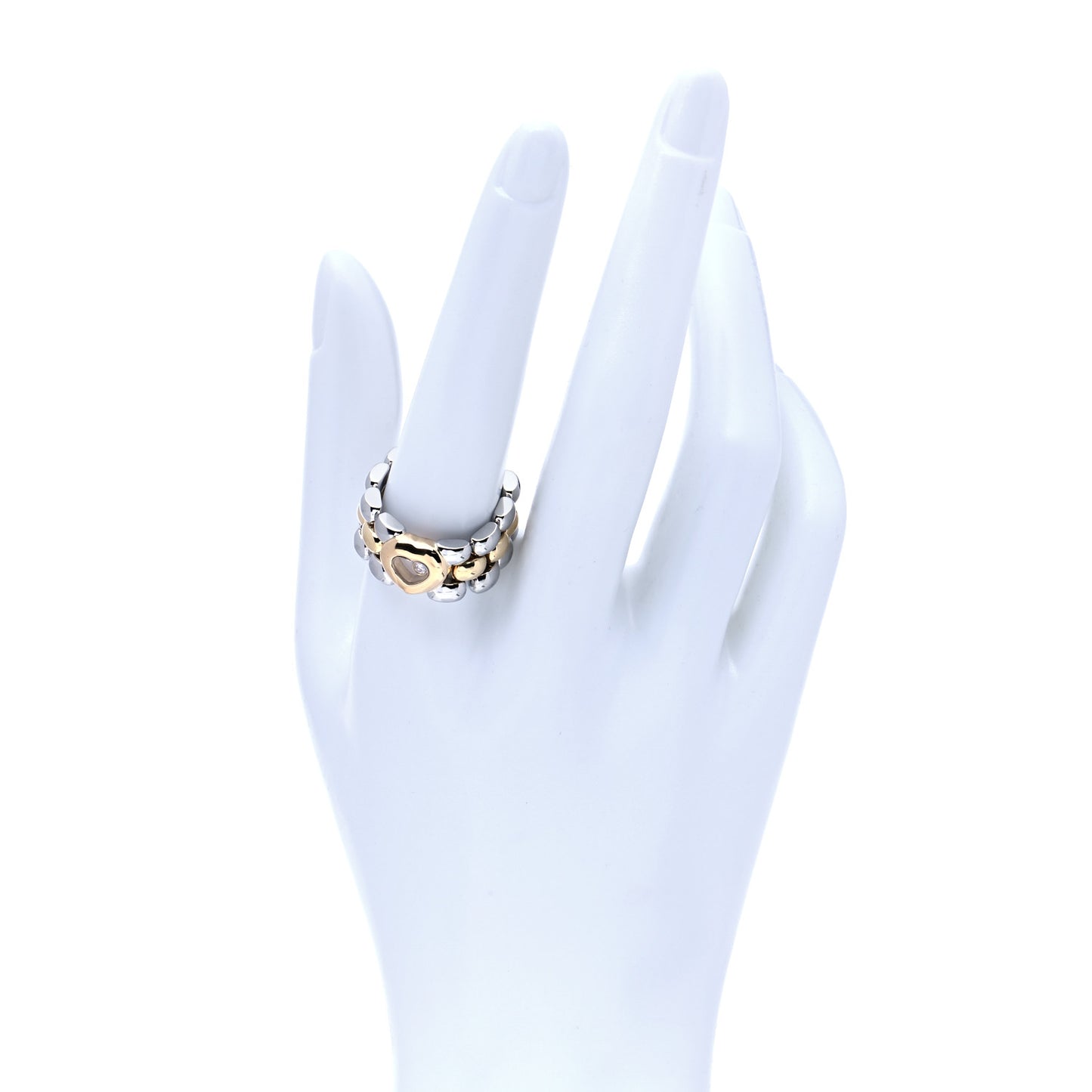 18K Yellow Gold Stainless Steel Happy Diamonds Heart Ring 62 10