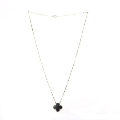 Van Cleef & Arpels 18K Yellow Gold Black Onyx Vintage Alhambra Pendant Necklace 4 of 8