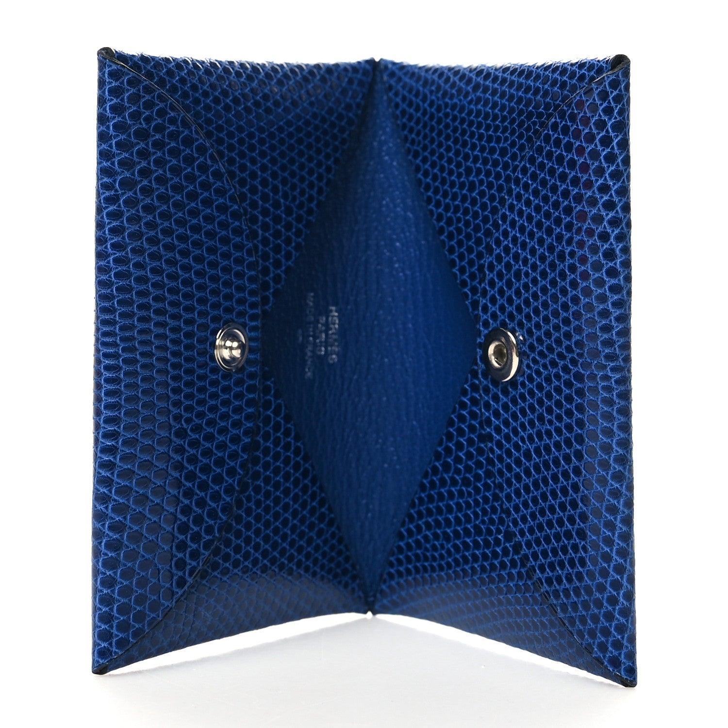 Hermes Lizard Calvi Card Case Bleu Saphir 5 of 11