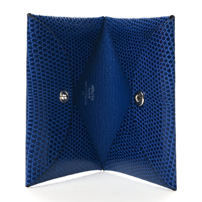 Hermes Lizard Calvi Card Case Bleu Saphir 5 of 11