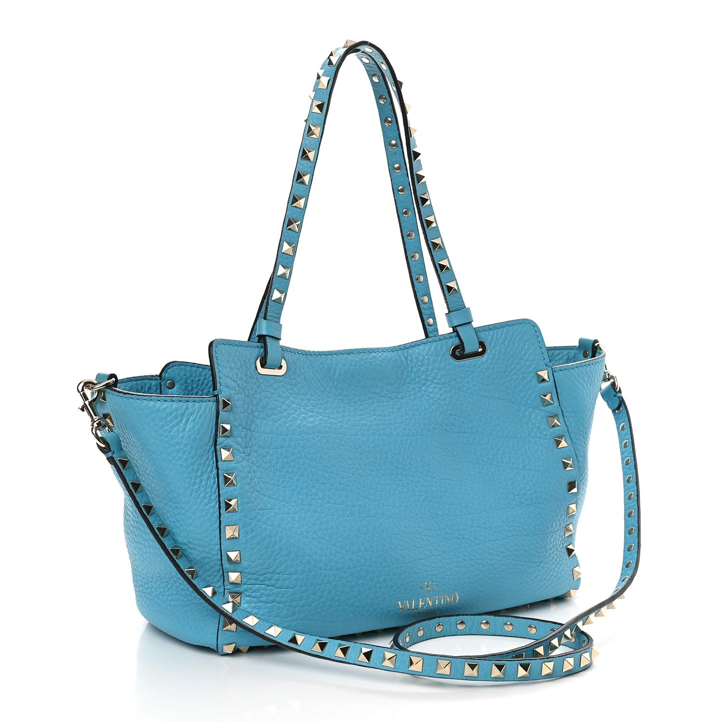 Pebbled Calfskin Small Rockstud Tote Parrot