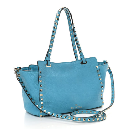 Valentino Garavani Pebbled Calfskin Small Rockstud Tote Parrot 3 of 9