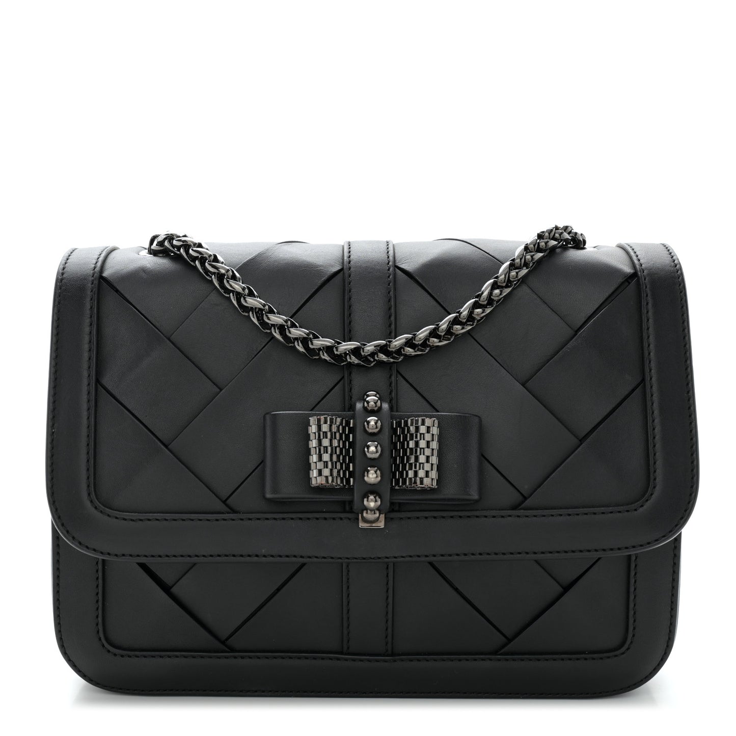 Calfskin Woven Small Sweet Charity NV Shoulder Bag Black