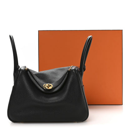 Hermes Taurillon Clemence Lindy 26 Black 11 of 11